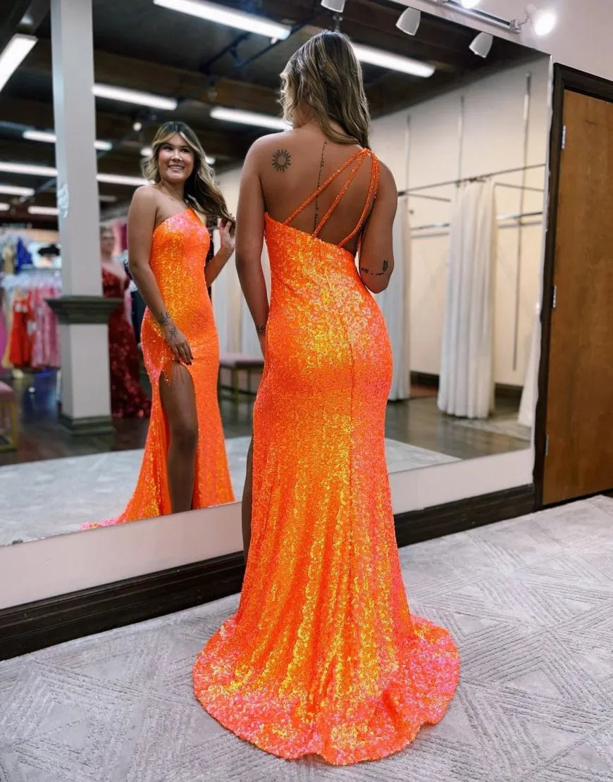 Wholesale Gorgeous Sparkly Sequin One Shoulder Long Glitter Prom Dress prom dresses shops